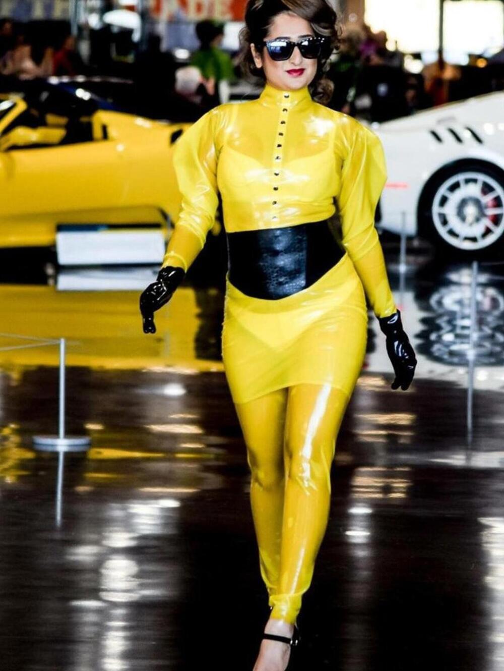REAL LATEX - DAWNAMATRIX Trans Yellow 3 Piece Set Sz M